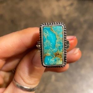 Kingman Turquoise ring 925 sterling silver (real turquoise)